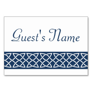 Celtic Weave Hearve in Navy Table Card Tischnummer
