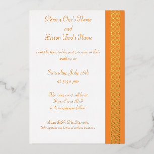 Celtic Weave Hearve in Orange Foil Einladung