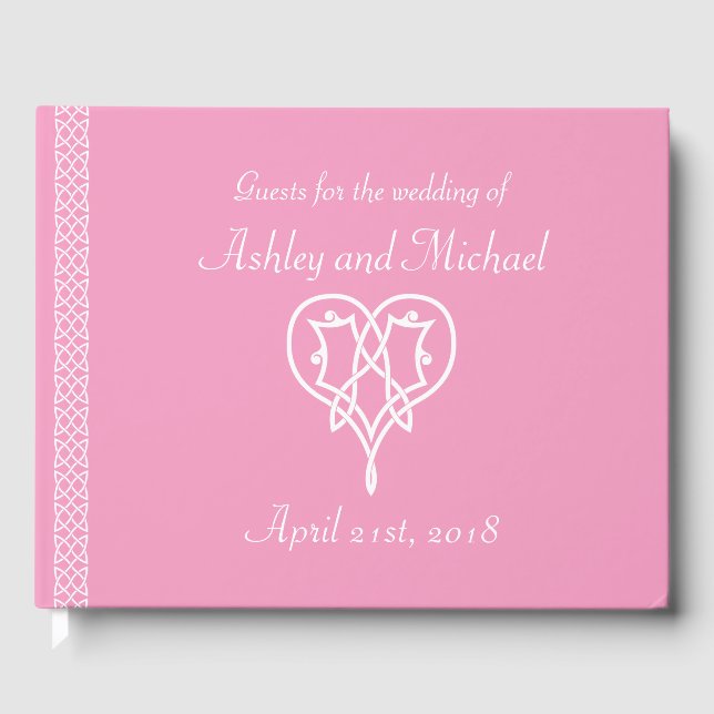 Celtic Weave Hearve in Petal Pink Guest Book Gästebuch (Vorderseite)