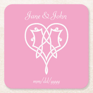 Celtic Weave Hearve in Petal Pink Paper Untersetze Rechteckiger Pappuntersetzer