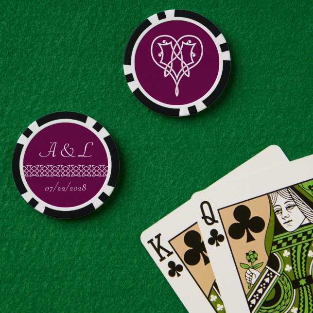 Celtic Weave Hearve in Wine Pokerchips (Pokertisch (doppelt))