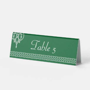 Celtic Weave Hörzeichen in Green Table Zelt Tischaufsteller
