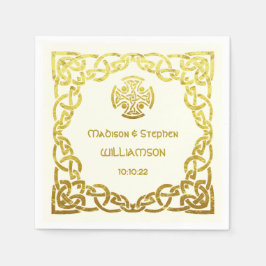 Celtic Wedding Ivory und Imitate Gold Personalize Serviette