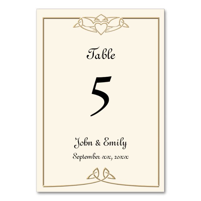 Celtic Wedding Tischnummer Cards (Vorderseite)