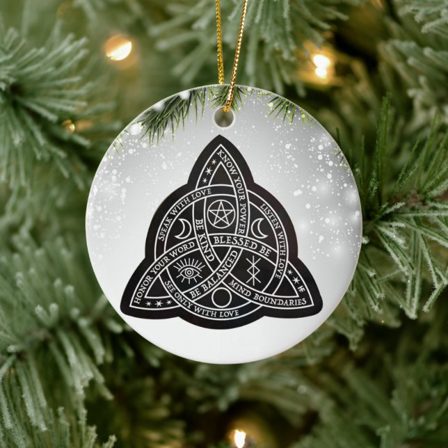 Celtic Wiccan Hexe Pagan Witchy Witchcraft Xmas Keramik Ornament (Baum)