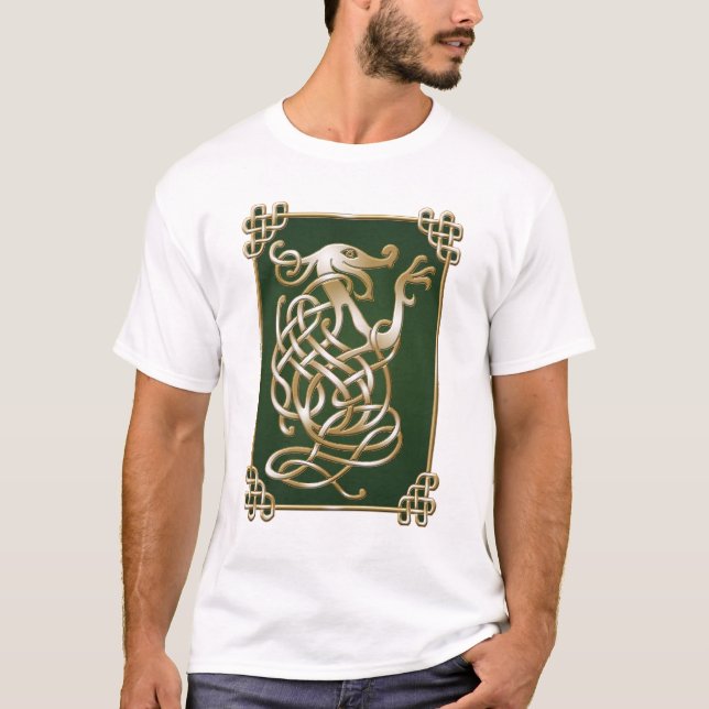 Celtic Wolf - Grüner Hintergrund T-Shirt (Vorderseite)