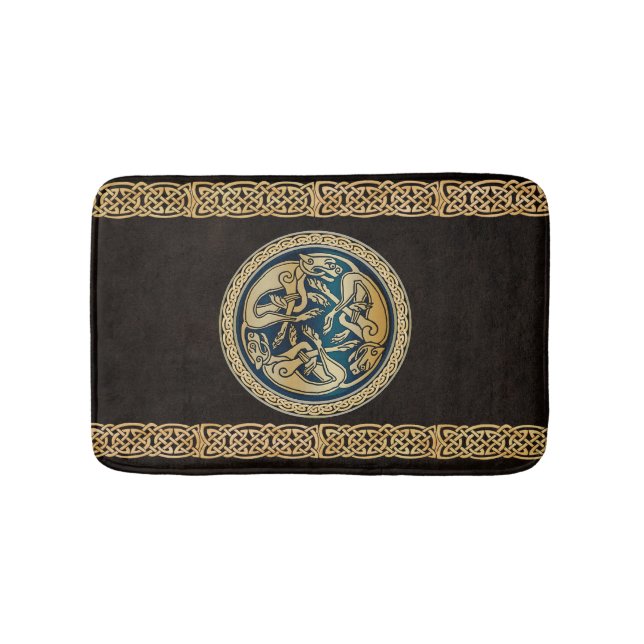 Celtic Wolf Knüpfarbeit Triad Badematte (Vorderseite)