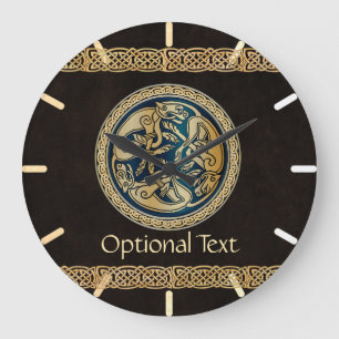 Celtic Wolf Knüpfarbeit Triad Große Wanduhr