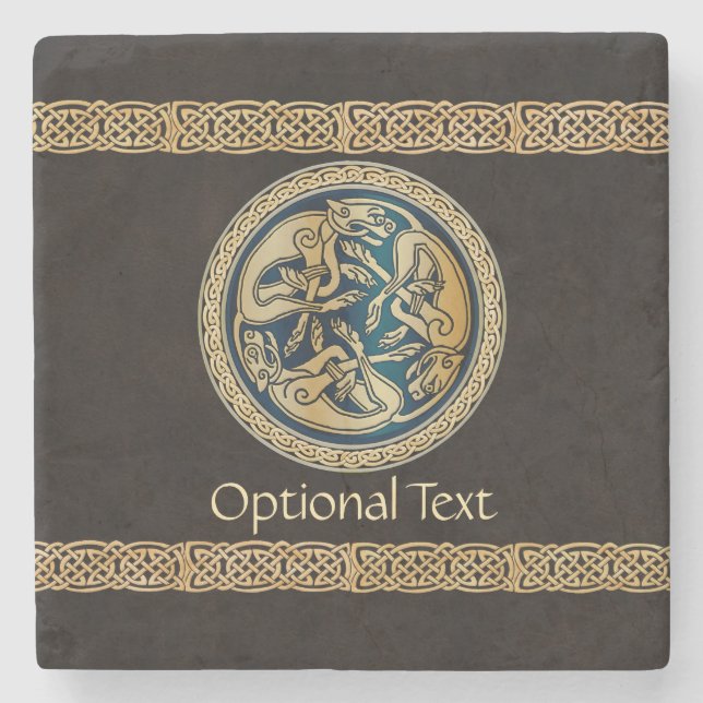 Celtic Wolf Knüpfarbeit Triad Steinuntersetzer (Vorderseite)