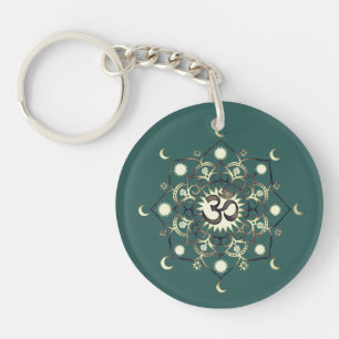 Celtique Sun Moon Mandala Om Citation Or Vert