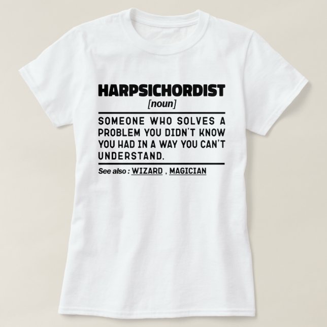 Cembaldist Noun Definition Musiker Minimalistisch T-Shirt (Design vorne)