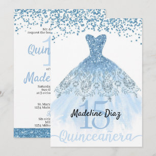 Cendrillon bleu Quinceanera Invitation d'anniversa