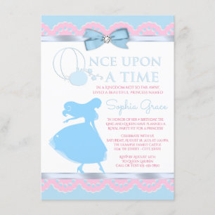 Cendrillon Bleu Rose Invitation de fête d'annivers