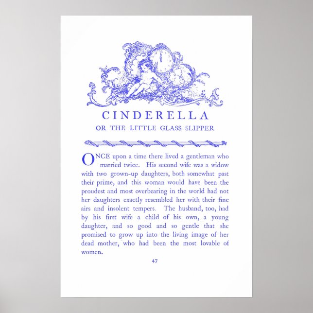 Cendrillon Fairy Tale Livre Poster bleu (Devant)