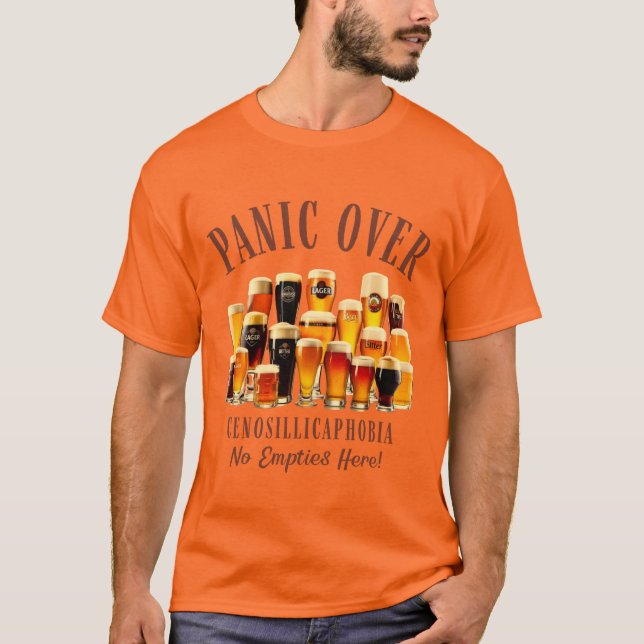 Cenosillicaphobia Angst vor Leere-Bier-Glas-Funny T-Shirt (Vorderseite)