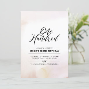 Cent Minimal 100e Invitation Anniversaire Aquare