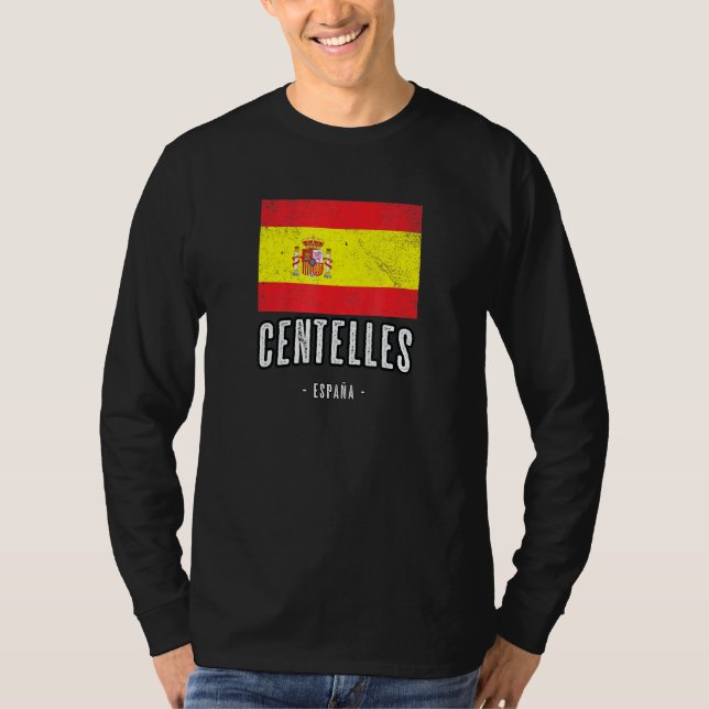 Centelles Spain Es Flag Stadt Bandera Ropa T-Shirt (Vorderseite)