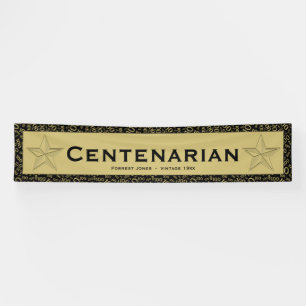 "CENTENARIAN" 100. Geburtstag Schwarz/Gold-Muster Banner