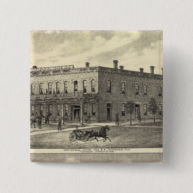 Centennial Hotel, Tecumseh und Neb, Nebraska Button (Vorderseite)