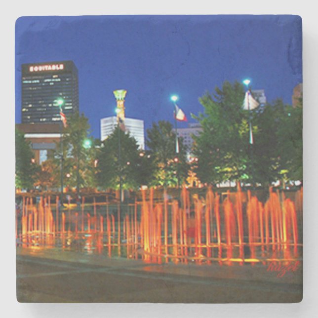 Centennial Park Fotain, Atlanta, Georgia, Unterset Steinuntersetzer (Vorderseite)