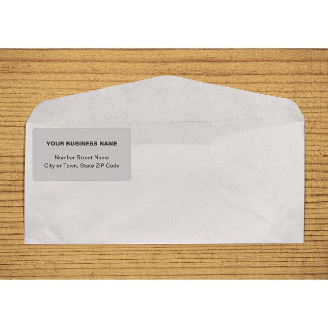 Center Aligned Schlicht Text Business Gray Shippin (Center aligned plain text business gray shipping label on envelope)