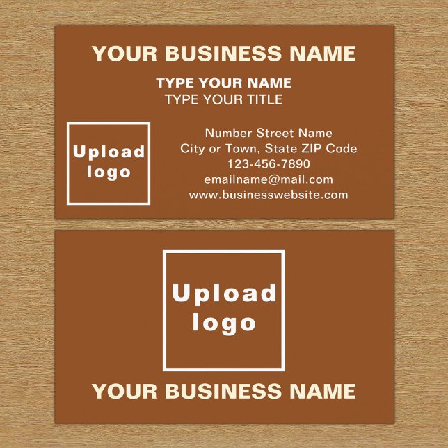 Center Aligned Style Brown Business Card Visitenkarte (The front and back of the brown business card)