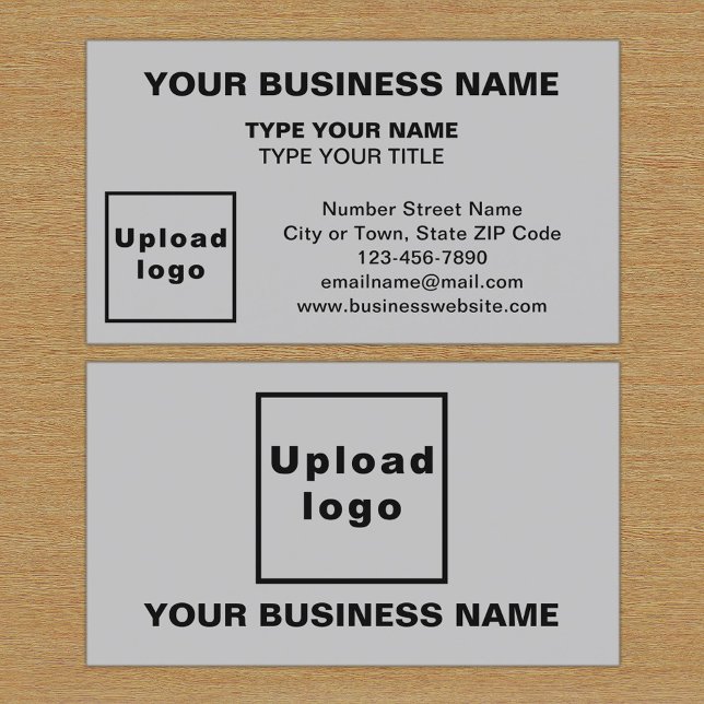 Center Aligned Style Gray Business Card Visitenkarte (The front and back of the gray business card)