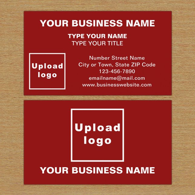 Center Aligned Style Red Business Card Visitenkarte (The front and back of the red business card)