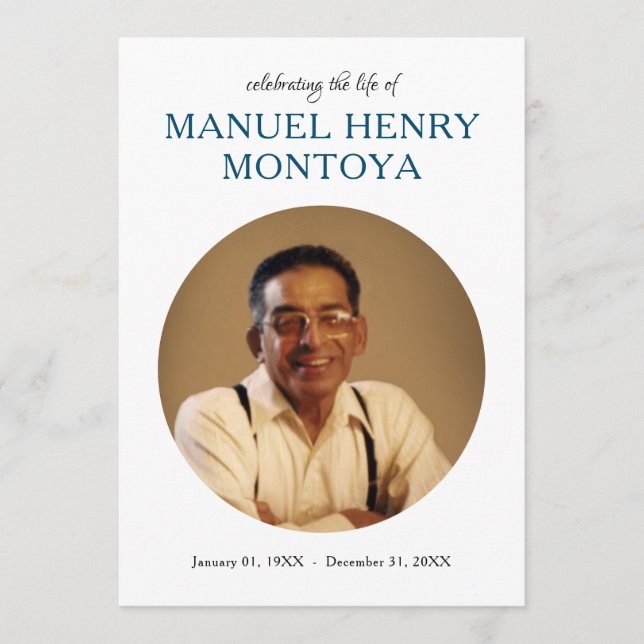 center circle photo memorial invitation programm (Vorderseite)