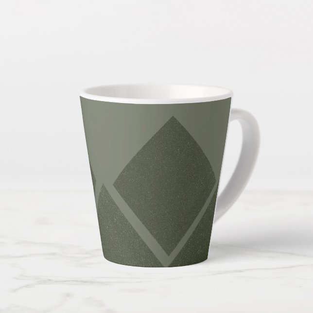 Center Diamond Moss Green Latte Tasse - Custom (Rechte Ecke)