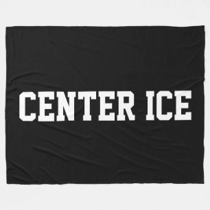 CENTER ICE Athletic Weißer Hockey-Text auf Schwarz Fleecedecke