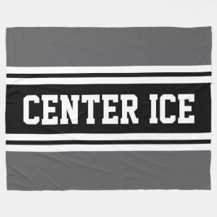 CENTER ICE Sportlich Grau Schwarz Weiß Hockey Stre Fleecedecke