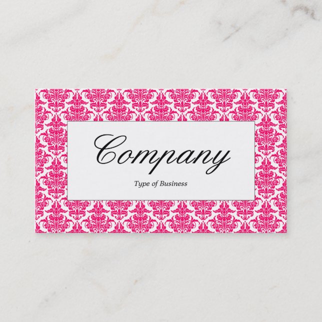 Center Label - Neon Red Damask Visitenkarte (Vorderseite)