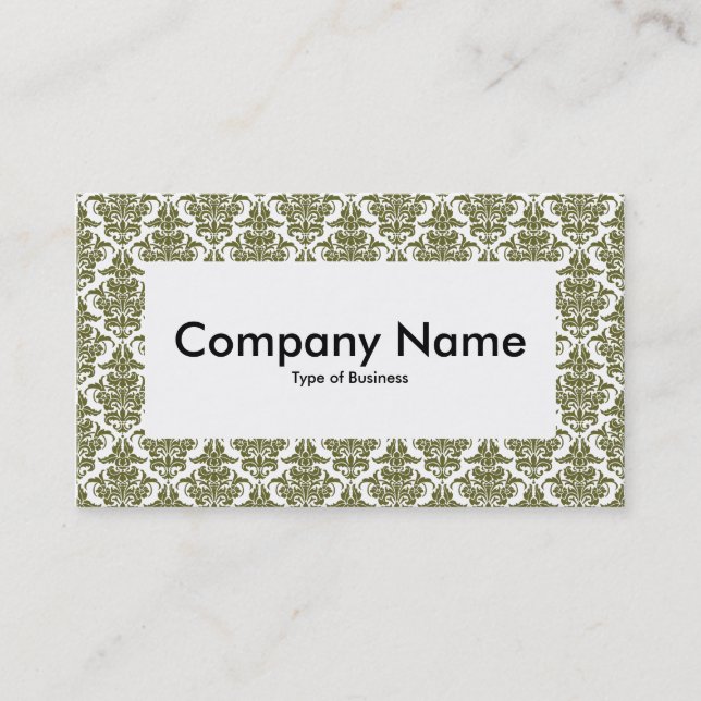 Center Label v4 - Deep Olive Damask Visitenkarte (Vorderseite)