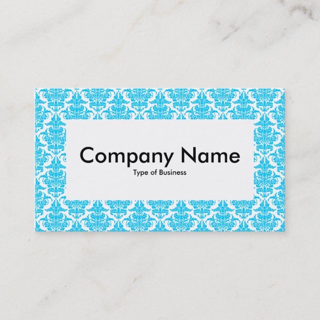 Center Label v4 - Sky Blue Damask Visitenkarte (Vorderseite)