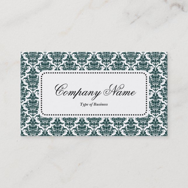 Center Label v5 - Dk Green Damask Visitenkarte (Vorderseite)