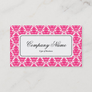 Center Label v5 - Neon Red Damask Visitenkarte