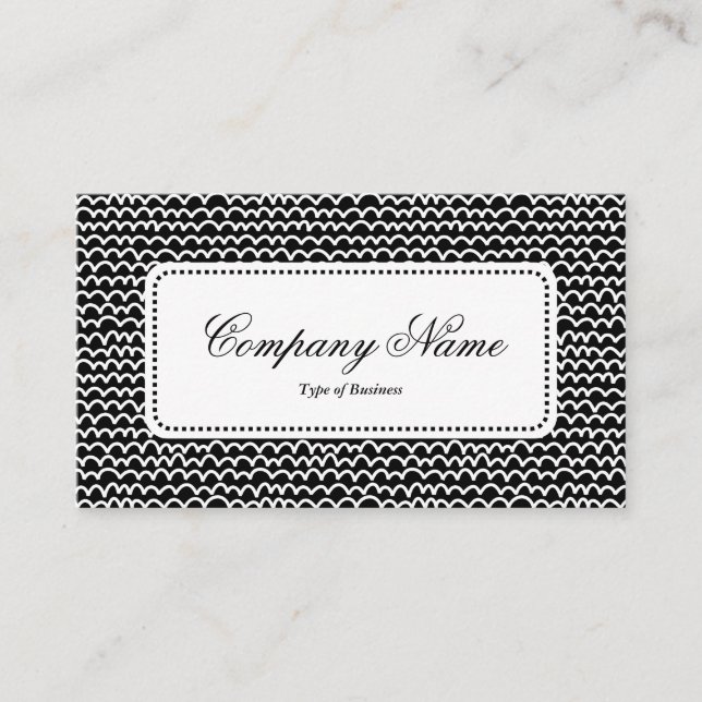 Center Label v5 - Wavy - White - Black Visitenkarte (Vorderseite)