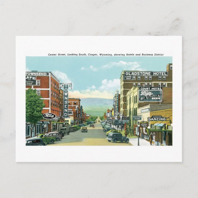 Center Street, Casper, Wyoming Postkarte (Vorderseite)