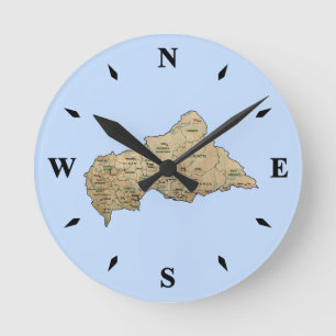 Centrafrique Map Clock Runde Wanduhr