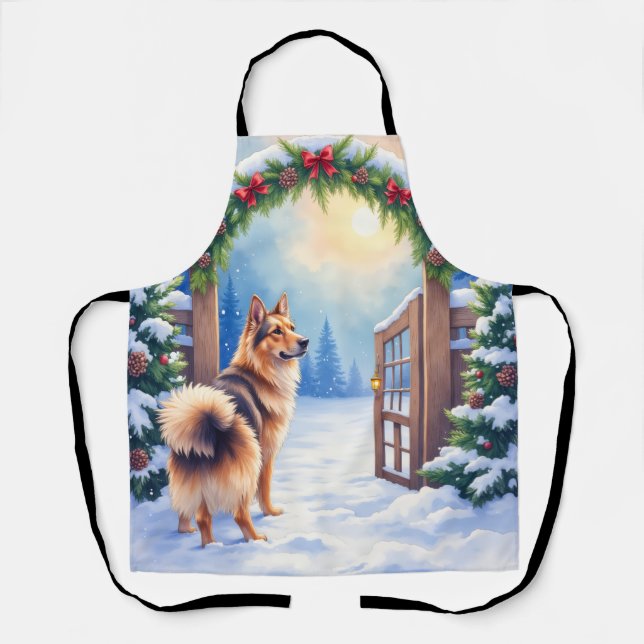 Central Asian Shepherd Snowy Gate Christmas Art Schürze (Vorderseite)