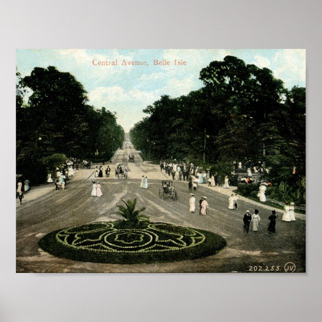 Central Ave, Belle Isle, Detroit Vintag Poster (Vorne)