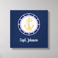 Central Golden Anchor Navy Blue Nautic