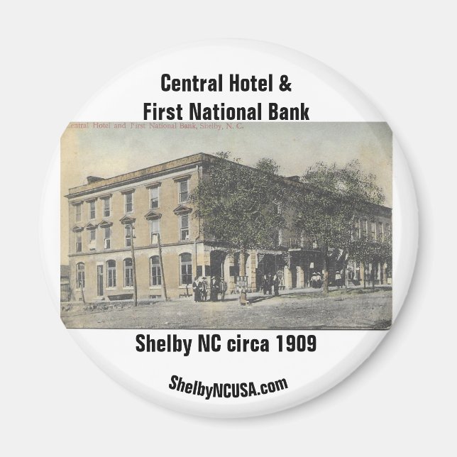 Central Hotel & First National Bank um 1909 Magnet (Vorne)