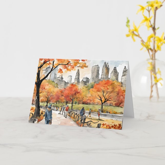 Central Park, Aquarellfarben, KI generiert, Karte (Gelbe Blume)