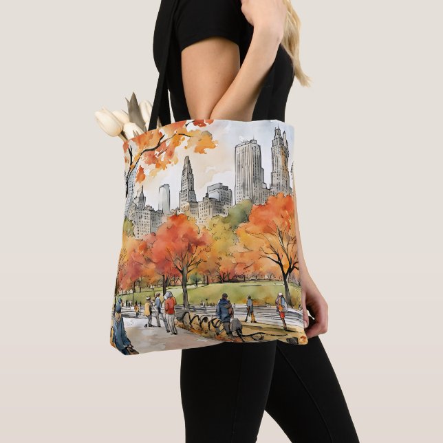 Central Park, Aquarellfarben, KI generiert, Tasche (Von Nahem)