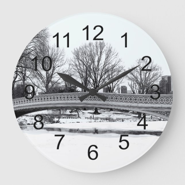 Central Park Bogen-Brücken-Foto Große Wanduhr (Vorderseite)
