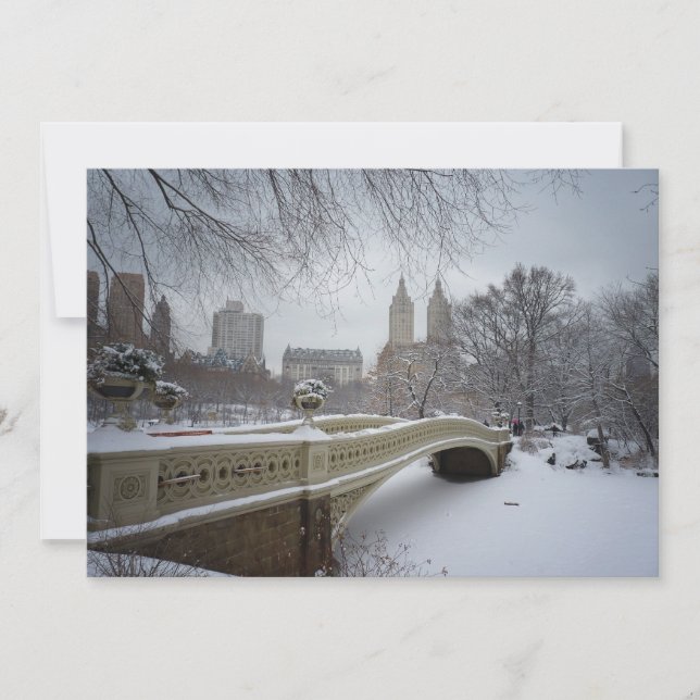 Central Park Bow Bridge - New York Winter Wedding Einladung (Vorderseite)