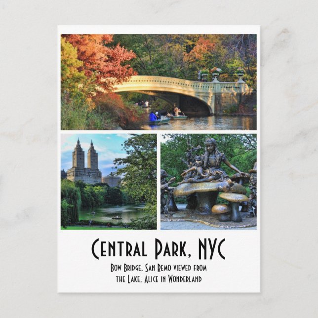 Central Park: Bow Bridge, San Remo, Alice in W... Postkarte (Vorderseite)