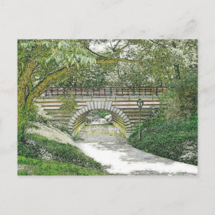 Central Park Bridge and Path Postkarte